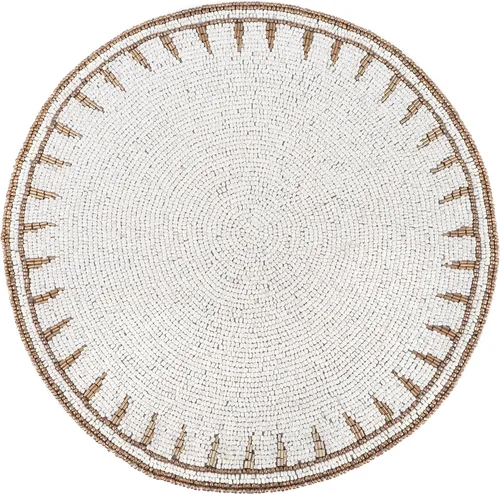 Miniatura 10 de Manteles individuales de 13 pulgadas con cuentas redondas para mesa de comedor - Manteles decorativos con cuentas de vidrio y respaldo de algodón