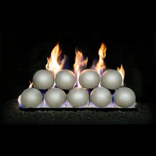 RealFyre FS5 - Esferas de fuego de piedra gris de 5 pulgadas, juego de 19 esferas de fuego de cerámica para quemador de chimenea de gas de interior,