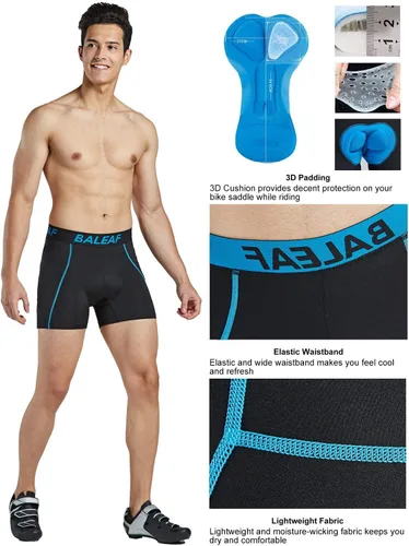 Miniatura 13 de baleaf Pantalones cortos de ciclismo acolchados 3D para hombre, ropa interior de ciclismo MTB Liner