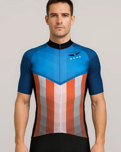 Miniatura 4 de Lo.gas Camiseta de ciclismo de Estados Unidos para hombre, manga corta, camisetas de ciclismo con bandera americana, ropa de bicicleta de carretera