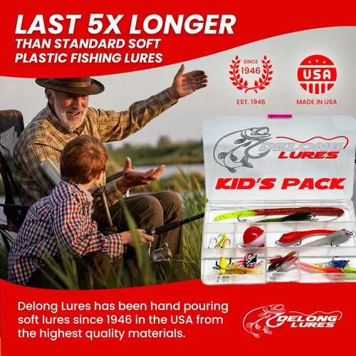 Miniatura 4 de DeLong Lures Paquete de 20 señuelos de pesca para niños, kit de señuelos preaparcados fáciles de usar para Bluegill, Bass y Crappie, cebos