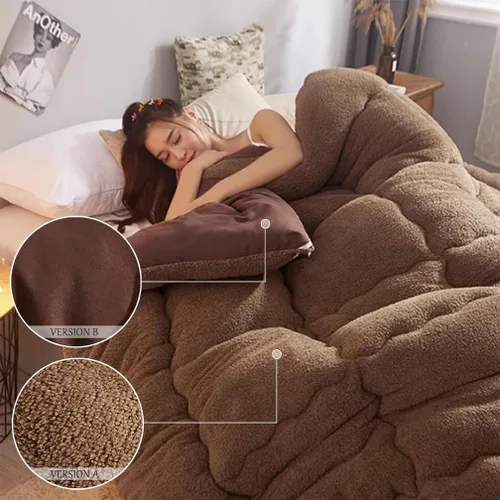 Miniatura 3 de ZTGL Edredón de algodón cálido para invierno, edredón de invierno de terciopelo de cordero, manta de cachemira de cordero para cama doble, núcleo