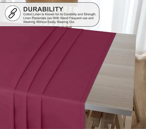 Miniatura 7 de RUVANTI Paño de Mesa Rectángulo de Lino de Algodón 72x54 Pulgadas, Borde Clásico, Resistente a Manchas, Paño Lavable Perfecto para Cubrir Mesa