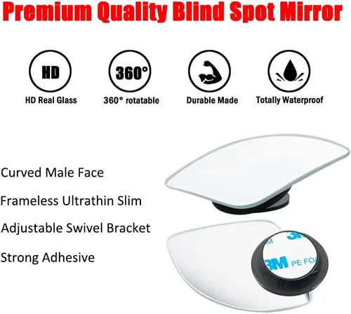 Miniatura 6 de Ampper Espejo de Punto Ciego en Forma de Abanico, Vidrio HD sin Marco Adhesivo Ajustable Convexo de Gran Angular Retrovisor Espejo para Automóvil