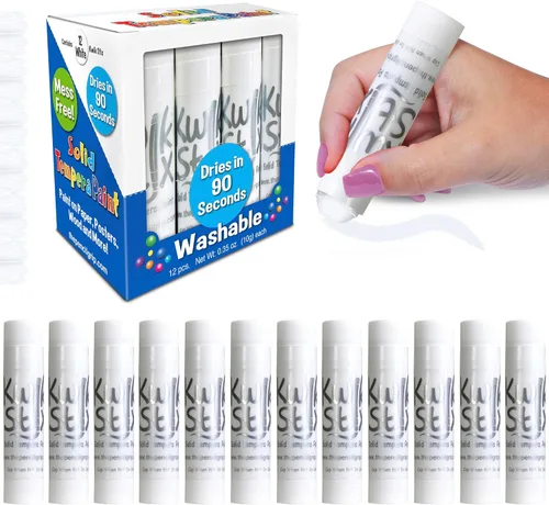 Miniatura 13 de Kwik Stix - Varillas de pintura de témpera sólidas, paquete de 12 unidades, color negro, lavables del mismo color, de secado rápido (90 segundos)