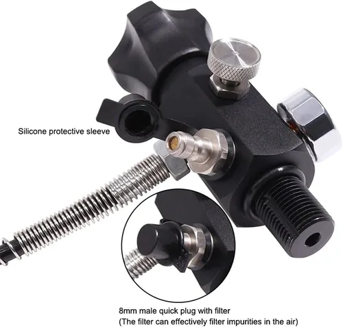 Miniatura 6 de Adaptador de buceo con válvula DIN M18x1.5 con manómetro, válvula de tanque de buceo Pcp 4500psi presión de trabajo con manguera negra de 22
