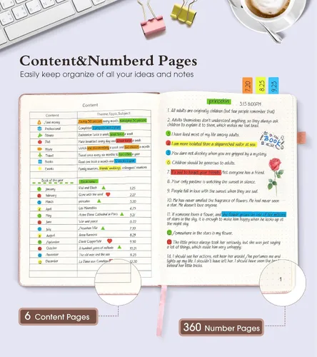Miniatura 4 de Ansopu Cuaderno de puntos, 360 páginas numeradas, cuadrícula de puntos, de 8.5 x 11 pulgadas, papel de punto de 3.53 oz/m², tapa dura gruesa
