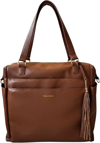 Mochila grande para pañales tipo bolso, bolso de viaje vegano de cuero para pañales con cambiador y correas para cochecito
