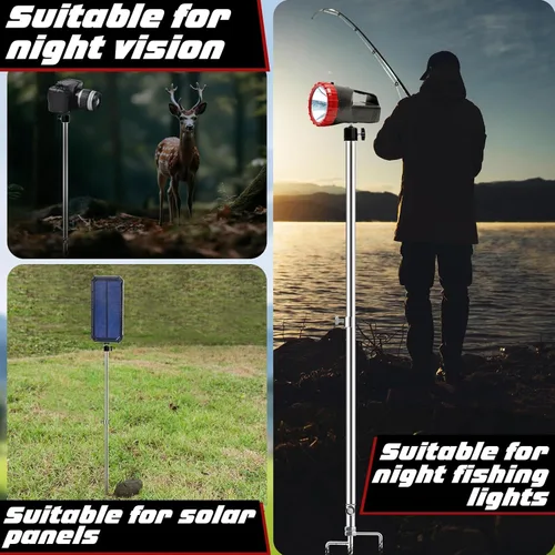 Miniatura 6 de Relaxweex Soporte para cámara de juego de sendero, grueso, plegable, de acero inoxidable, soporte de estaca para cámara, soporte ajustable de 360°