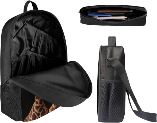 Miniatura 61 de HUGS IDEA Juego de 3 bolsas escolares con aislamiento térmico para el almuerzo, estuche para lápices