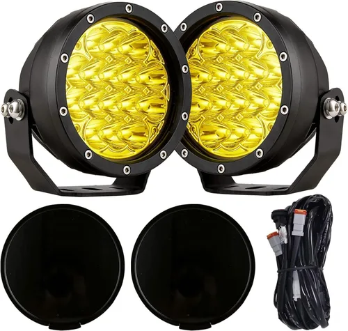 BIGLION.X Luces redondas todoterreno de 5 pulgadas, 160 W, 18800 lm, luces antiniebla LED ámbar, barra de luz de conducción amarilla, vainas de luz