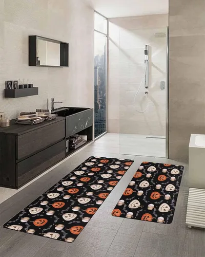 Miniatura 2 de Tapete de baño de Halloween para bañera, antideslizante, de secado rápido y absorbente, tierra de diatomeas, fregadero, dormitorio, cocina, sala