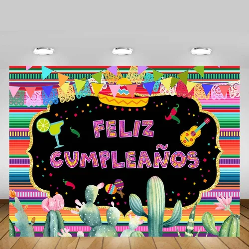 Miniatura 5 de MEHOFOND Telón de fondo para fiesta temática mexicana, decoración de fiesta temática mexicana, fondo de fotografía de feliz cumpleaños, México