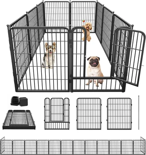 Corral de juegos para perros de 32 pulgadas con 10 paneles, cerca portátil para mascotas al aire libre para patio, corral para perros en interiores