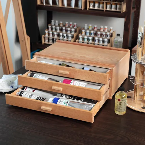 Miniatura 3 de HG Art Concepts Cofres de almacenamiento para artistas - Organizador de estudio premium para tubos de pintura, pinceles, lápices, marcadores y más!