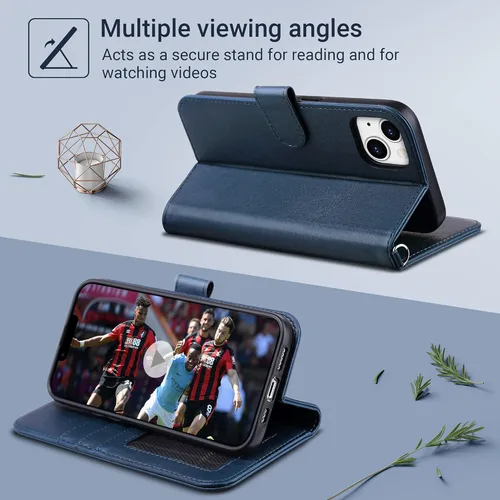 Miniatura 3 de ULAK Funda tipo cartera compatible con iPhone 13 para hombres, funda protectora con tapa de piel PU premium y función de caballete con tarjetero