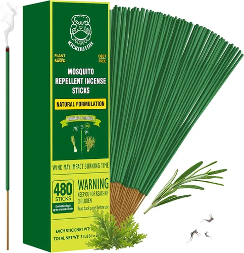 Miniatura 9 de KICKOUTOR® Repelente de Mosquitos para Patio Exterior 120 PCS Varillas de Incienso de Aceite de Citronela Natural Orgánico Barrera contra Mosquitos