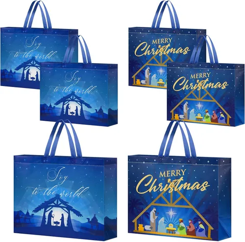 Sweetude 6 bolsas grandes de regalo de Navidad religiosas de 16 pulgadas, reutilizables, bolsa de regalo de Jesús cristiano con asa, bolsa de regalo