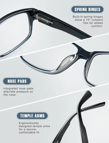 Miniatura 7 de HEEYYOK Gafas de lectura de 0.5 para hombre, grandes lectores para hombres, anchas, negras, XXL, marco de gran tamaño, lentes de lectura