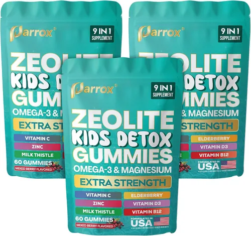 Miniatura 10 de Gomitas de Zeolita Parrox para Niños, 9-en-1 con Zeolita, Omega-3, Magnesio, Saúco, Vitamina C, Cardo Mariano, Vitamina D3, Zinc, B12 – Sin Azúcar