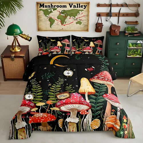 Miniatura 43 de Feelyou Juego de edredón de perezoso lindo juego de ropa de cama para niños y niñas, juego de edredón de mariposa de galaxia, hojas botánicas
