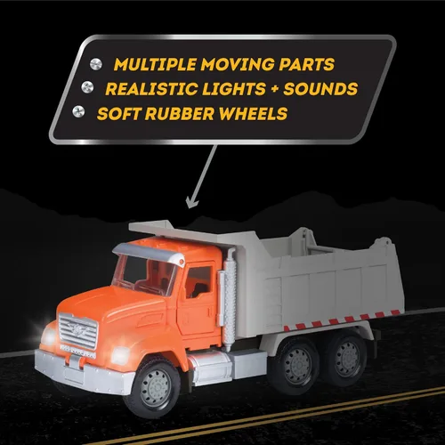 Miniatura 7 de DRIVEN by Battat Camión volquete micro - Camión volquete de juguete con luces, sonidos y piezas móviles para niños de 3 años en adelante
