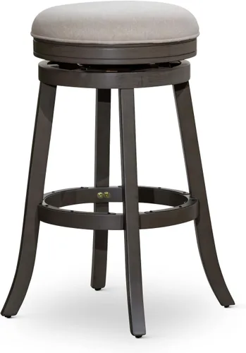 Miniatura 12 de DTY Indoor Living Creede - Taburetes de altura de mostrador de 26 pulgadas, giratorios sin espalda, acabado cereza con asiento de cuero de hueso