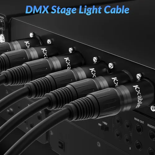 Miniatura 6 de Cable DMX de 5 pines de 15 pies, DMX512 XLR de 5 pines macho a hembra, transmisión de señal premium para iluminación de escenario, controlador