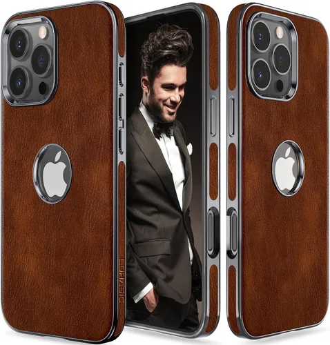 Miniatura 11 de LOHASIC Compatible con iPhone 14 Pro Max, funda delgada de cuero galvanizado dorado, antiarañazos, suave cubierta trasera protectora para hombre