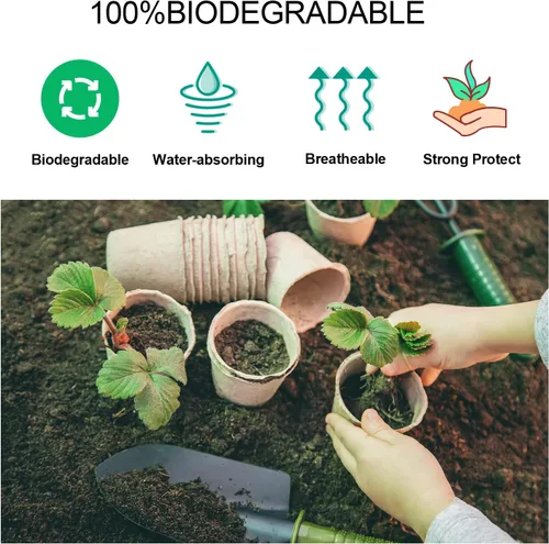 Miniatura 4 de JERIA Paquete de 50 macetas de turba de 3.15 pulgadas para semillero con 50 etiquetas de plantas, macetas de germinación de jardín al aire libre