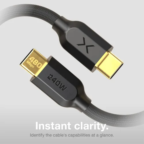 Miniatura 6 de NOCO XGrid XC1: Cable USB-C a USB-C de 240W – Cable de carga rápida tipo C, certificado USB-IF, chip inteligente E-Marker, datos de 480Mbps, nylon