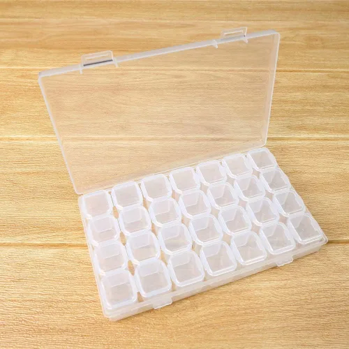 Miniatura 4 de 1 paquete de 28 rejillas de diamantes, caja de plástico para joyería, organizador de joyas, cajas de almacenamiento de bordado de diamantes, caja