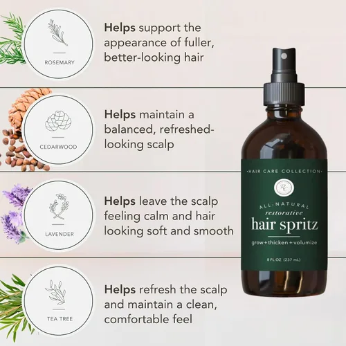 Miniatura 4 de Rowe Casa Organics Spritz reparador natural para el cabello con hamamelis y aceites esenciales terapéuticos, voluminizador de cabello hecho a mano