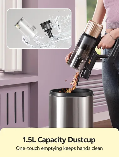 Miniatura 9 de Ultenic Aspiradora inalámbrica, 600 W, 60 KPA, 65 minutos para el hogar, aspiradora inalámbrica con luz verde, autoportante y plano de 180°, cepillo