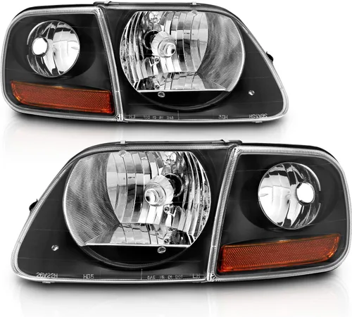 Miniatura 2 de AmeriLite Faros delanteros de cristal negro con juego de aparcamiento en esquina para Ford F150 F-150 Harley Lighting - Conductor y pasajero
