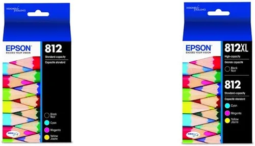 Epson T812 DURABrite Ultra - Tinta de capacidad estándar negro y color - Paquete combinado de cartuchos (T812120-BCS) y T812 DURABrite Ultra Tinta