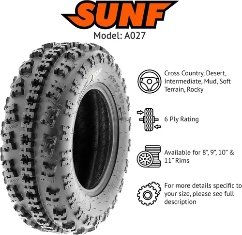 Miniatura 2 de SunF 20 x 10-9 6 capas ATV UTV A/T de neumáticos A027, [Juego de un par de 2]