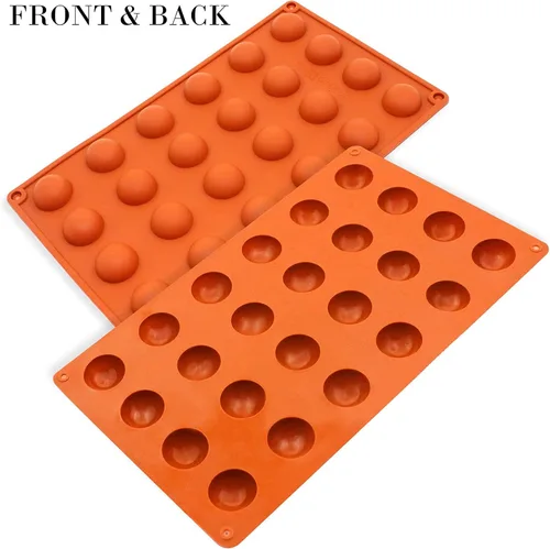 Miniatura 6 de FUNSHOWCASE Mini molde de silicona para caramelo de chocolate con cúpula hemisferio, 2 unidades, 24 cavitas