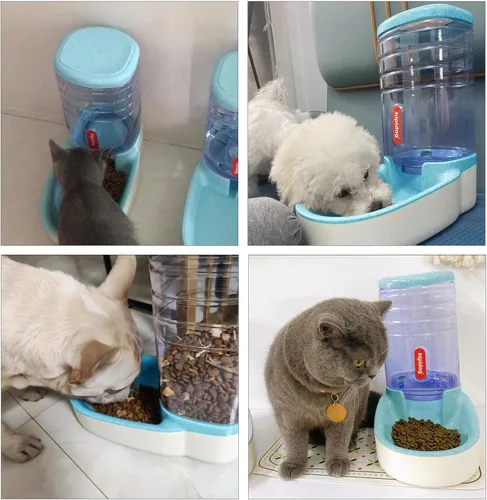Miniatura 6 de kathson Comedero automático para gatos de 1 galón con gravedad, dispensador de comida para perros, gran capacidad, cuenco de comida para mascotas