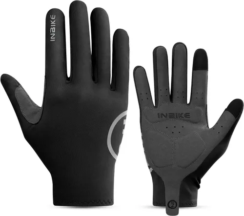 INBIKE Guantes de bicicleta transpirables para hombres y mujeres, guantes de ciclismo con almohadilla de dedo completo, pantalla táctil, bicicleta
