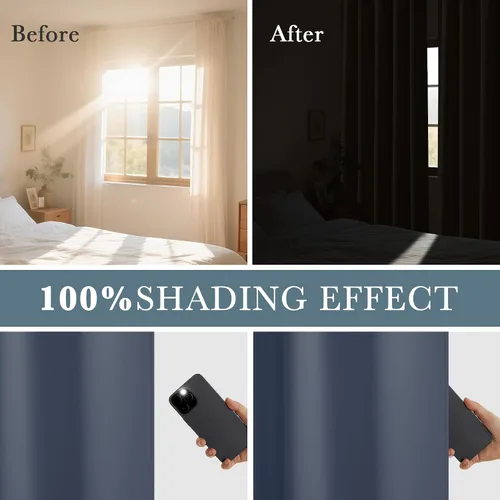 Miniatura 4 de PONY DANCE Cortinas opacas 100% cortas de 24 pulgadas de largo, medias cortinas con aislamiento térmico para ventanas pequeñas con parte trasera