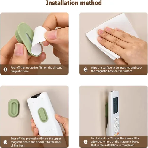 Miniatura 2 de XYOFUN Soporte magnético para control remoto de pared, 4 unidades, organizador autoadhesivo sin taladros para aire acondicionado y controles remotos