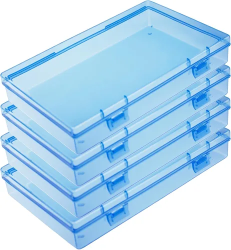 Miniatura 15 de Goodma 4 Piezas Cajas Rectangulares de Plástico Vacías Contenedores Organizadores de Almacenamiento con Tapas con Bisagras para Artículos Pequeños