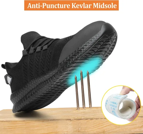 Miniatura 3 de Zapatos de punta de acero para hombres y mujeres, cómodos, ligeros, zapatos de seguridad para el trabajo, a prueba de pinchazos, antideslizantes