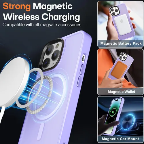 Miniatura 35 de Fuerte magnético para iPhone 11, compatible con Magsafe, [resistente a caídas de 13 pies] Funda trasera translúcida mate con sensación de piel