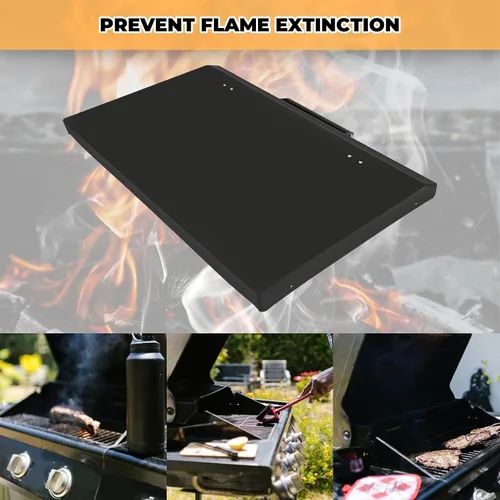 Miniatura 5 de ECOTRIC Tapa de parrilla de 36 pulgadas, con recubrimiento en polvo, aluminio negro, compatible con plancha Blackstone de 36 pulgadas, piedra negra