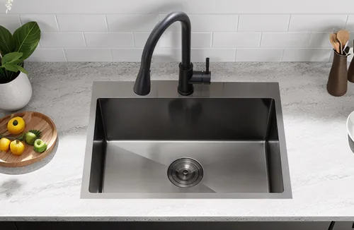 Miniatura 8 de 22x18 Pulgadas Fregadero de Cocina Gunmetal Negro de Montaje Superior, Fregadero de Barra de Cocina RV de 16 Calibre, Fregadero de Barra Húmeda
