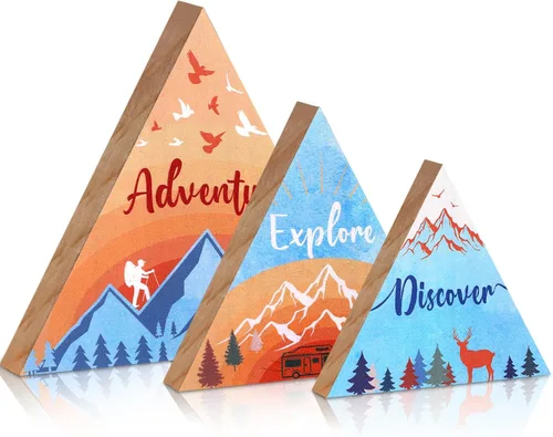 Miniatura 8 de Jetec Letrero de madera de montaña de 3 tamaños para cabaña, decoración de pared de montaña rústica, letrero de decoración de cabina de campamento