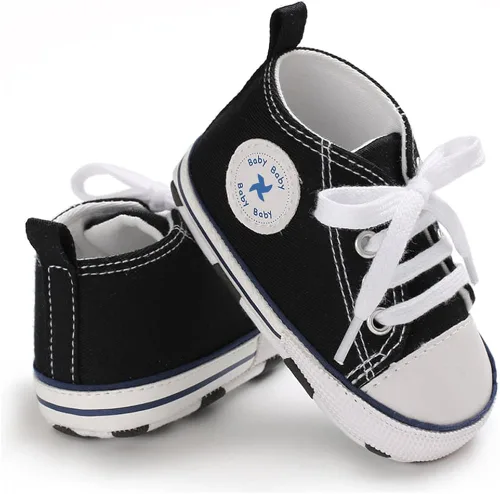 Miniatura 4 de Zapatos de lona para bebés y niñas, suela antideslizante suave, recién nacidos, primeros caminantes, estrellas, zapatos de mezclilla unisex