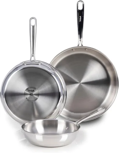 T-Fal Pro Tri-Ply - Juego de utensilios de cocina de acero inoxidable de 3 piezas, utensilios de cocina por inducción, apto para horno a 500°F,